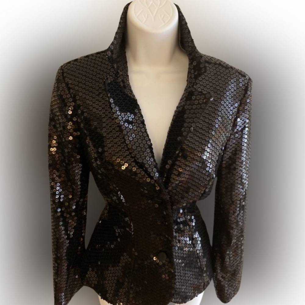 Jackie Jon Sequined Jacket - 8 black sequined , polyester
